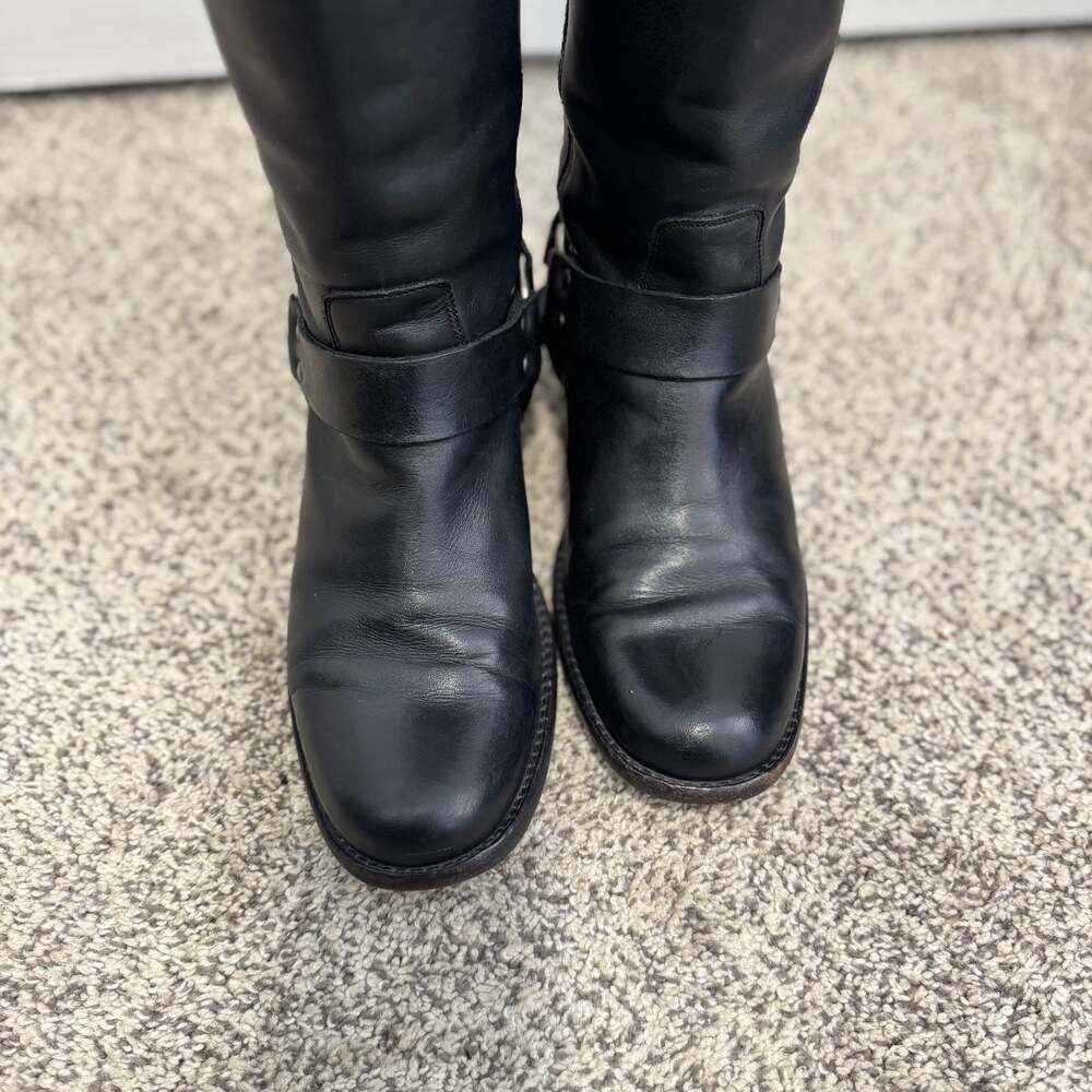 Frye Phillip Harness Tall Black Leather Riding Boots 6.5 extended calf - Picture 5 of 14